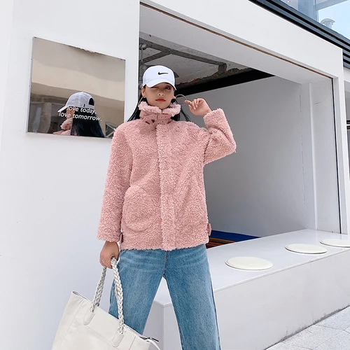 Pink Натуральное меховое пальто из овечьей шерсти, зимнее пальто для женщин, корейский мотоцикл, шерстяная куртка, женская одежда Manteau Femme 213 YY1054 - Цвет: Pink