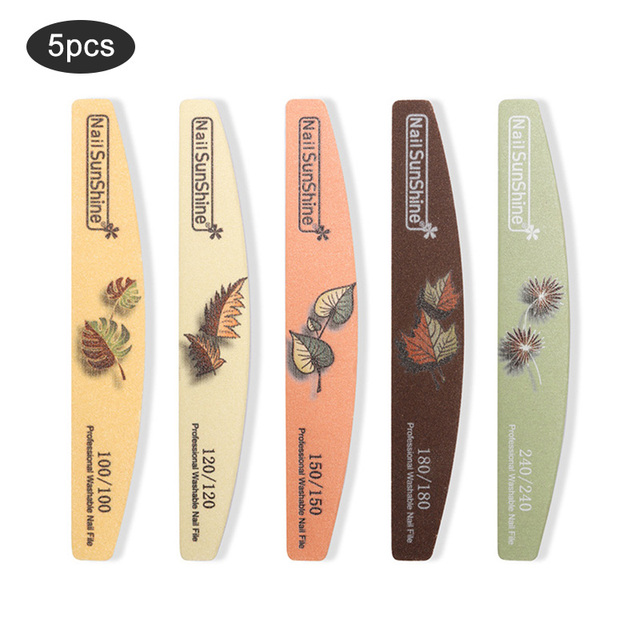 Printed Half Moon Nail file 100/180 Sandpaper Nail File Sanding Gel Polishing files Professional nails manicure file