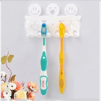 

Suction Cup Type Cartoon Toothbrush Holder Cute Smiley And Bear Plastic Toothbrush Hanging Suction Hooks Bathroom Accessories