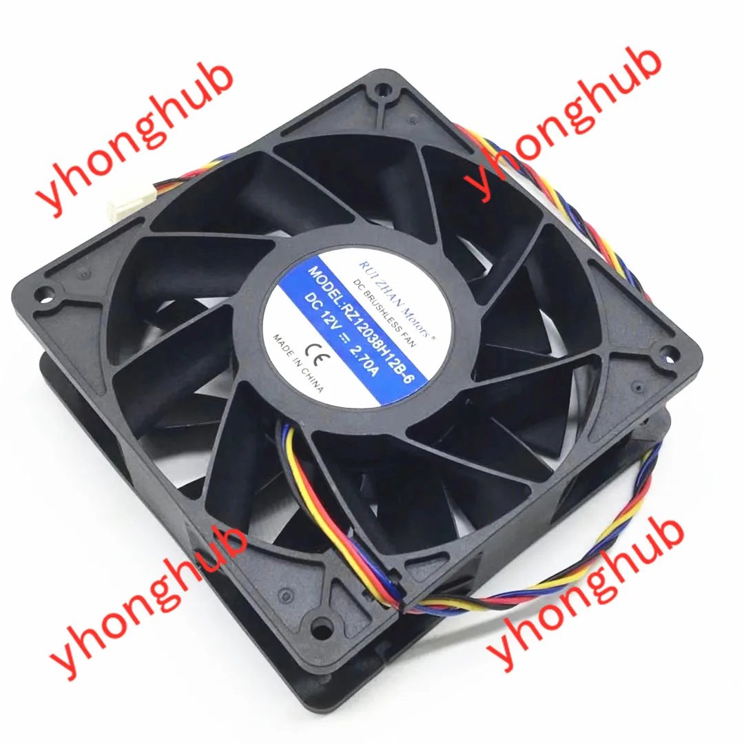 x 120×38 mm do fã de Refrigeração do Servidor de Rui Zhan 120 4-wire da C.c. 12v 2.70a Rz1238h12b6