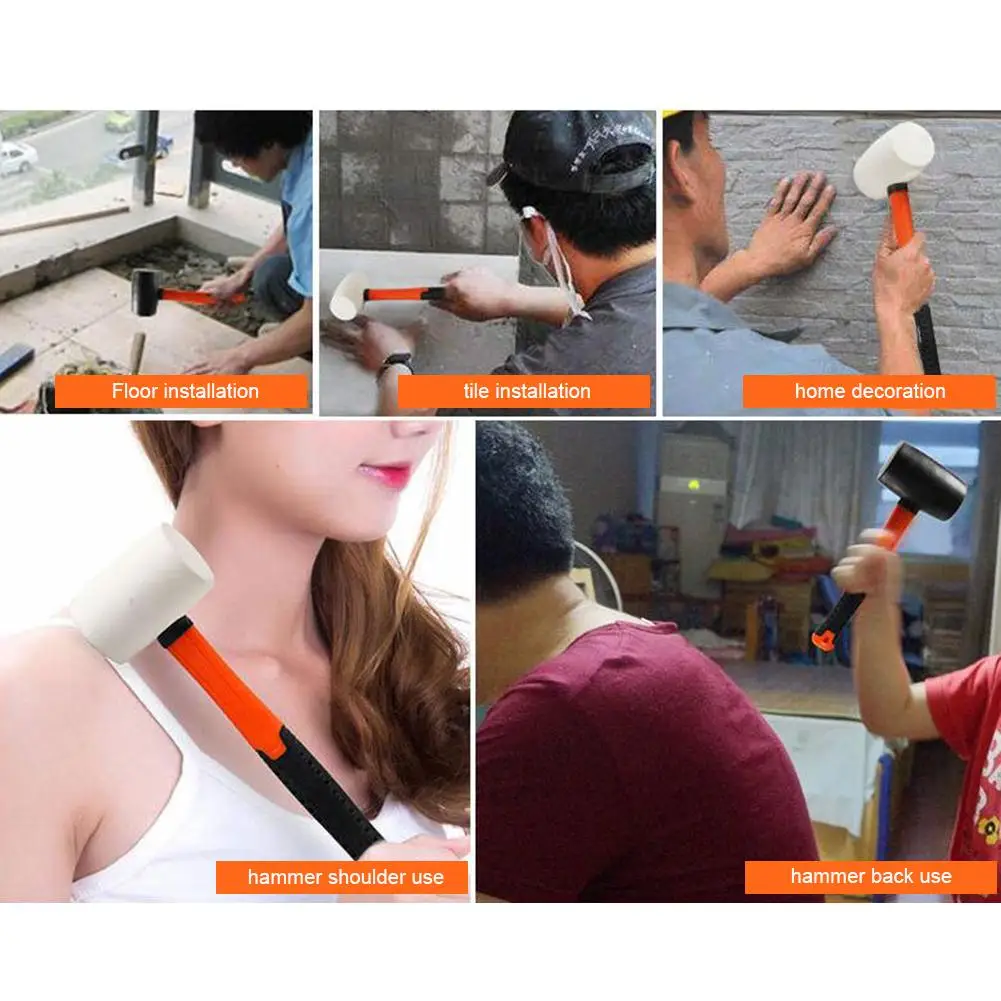 80 OZ Rubber Hammer Wear-resistant Tile Hammer With Round Head And Non-slip Handle For Home Multifunctional Hand Tool
