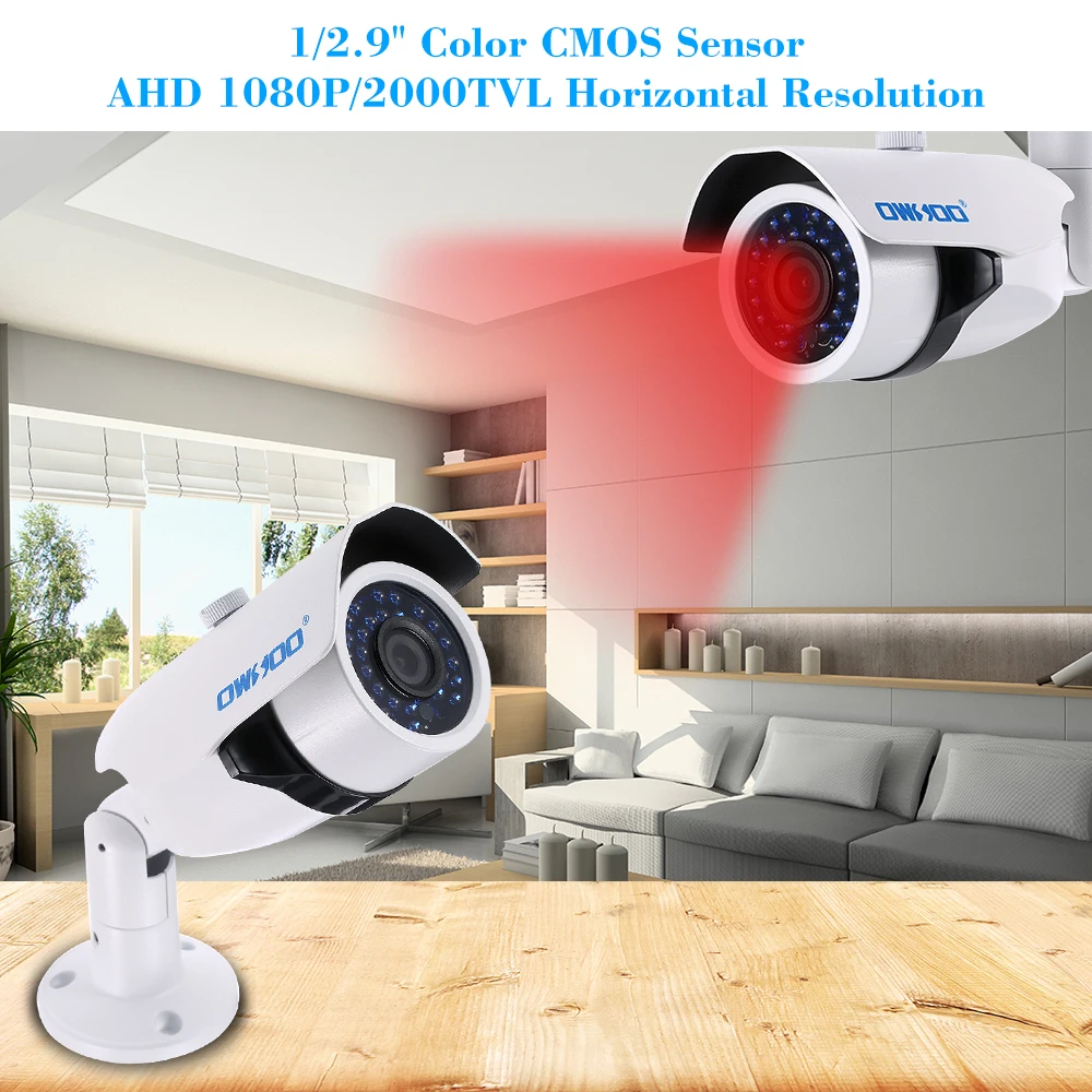 OWSOO 4 шт. 1080P комплект камеры AHD 2000TVL камера видеонаблюдения системы безопасности 1/2. " Цвет CMOS 30 шт. инфракрасные лампы ночного видения