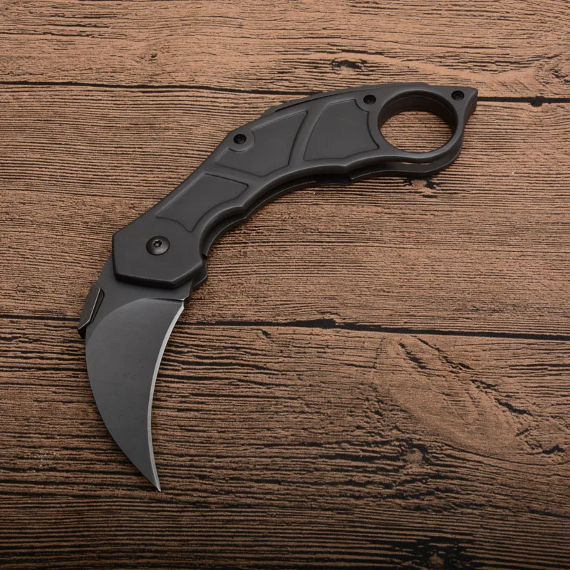 Складной нож Karambit 440C, лезвие с титановым покрытием, стальная ручка, тактические складные ножи для выживания на открытом воздухе H1015