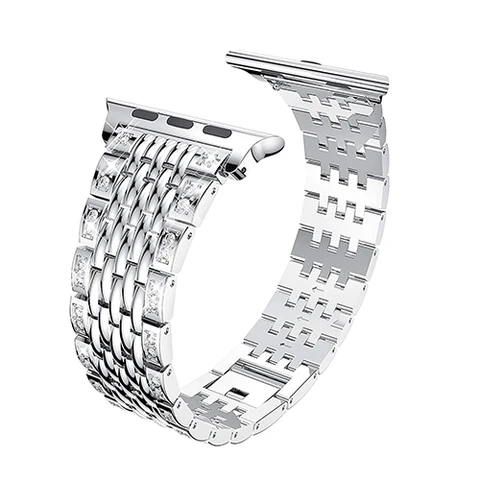 for Apple Watch 4 5 6 SE 7 Band 44mm 40mm 41 45mm Luxury Diamond Stainless Steel Metal Bracelet for iwatch 3 Band 38 42mm