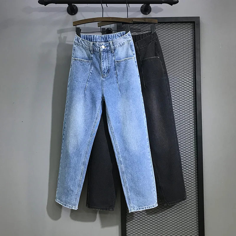 Весна, новинка, джинсы с высокой талией, обтягивающие, светильник, цветные, женские, свободные, повседневные, для диких пап, прямые брюки