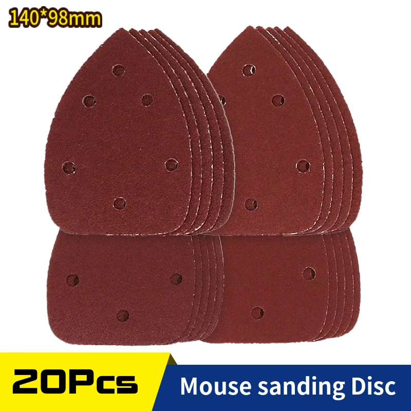 140*98*mm 6Hole Sanding Sheets Triangle Red Sandpaper Hook & Loop 40