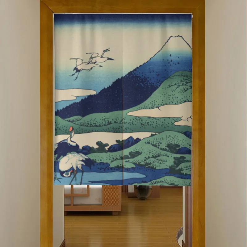 Японская Ukiyo-e дверь занавес крепление Fuji перегородка занавеска кухня спальня туалет Половина занавес фэн шуй занавес Норен - Цвет: 04
