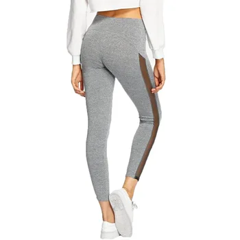 

New Women Sexy Leggings Side See Through Leggings Fitness Workout Mesh Sports Pants Skinny Active Pants Quick Dry Running