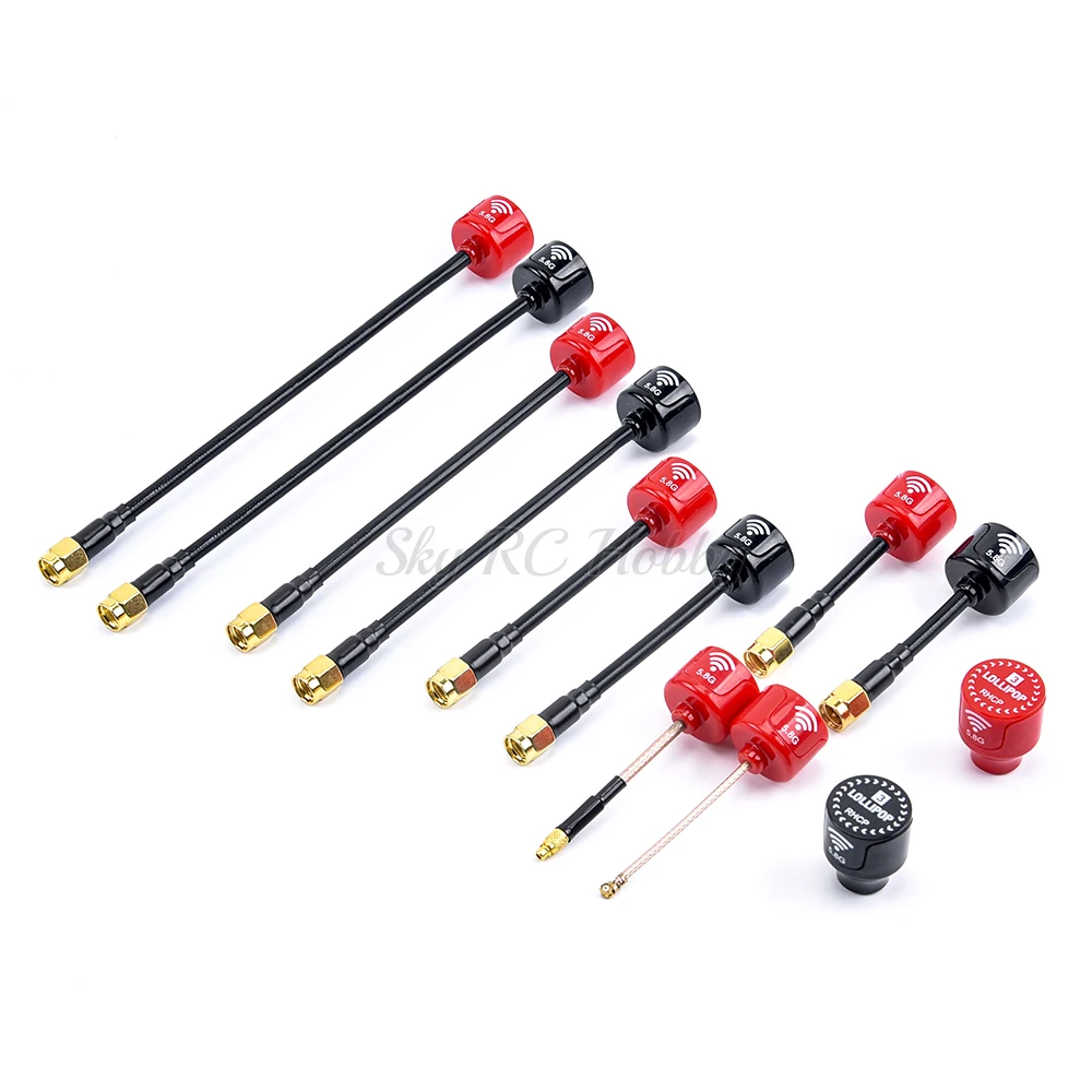 Vue de côté de l'antenne FPV Lollipop 60mm UFL, adaptée aux drones FPV compacts.