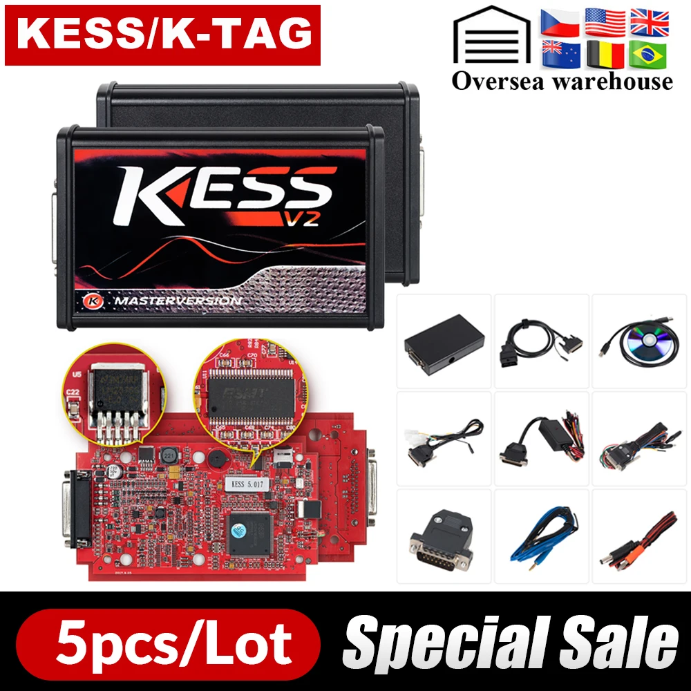 

5PCS/Lot KESS V2 V2.47 V5.017 EU Red ECM Titanium K-TAG V2.25 V7.020 4 LED Online Master Version ECU OBD2 car/truck Programmer