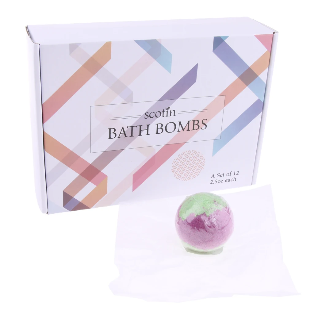 12pcs/Box Scented Bubble Bath Salt Essential Oils Bath Balls Set Kit for Women Men Children