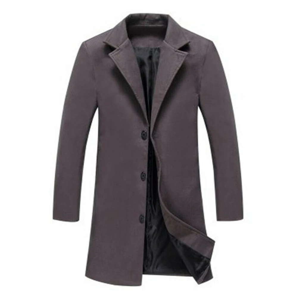 Hommes Blazer Trench Coat Office pardessus long Jacket Coats outwear Simple boutonnage 