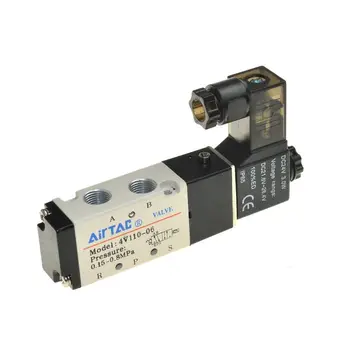 

4V110-06 5 Way 2 Position 1/8" Pneumatic Solenoid Valve DC 24V DC 12V AC 110V AC220V