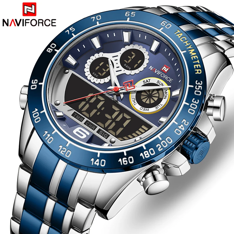 NAVIFORCE New Watches for Men Top Luxury Brand Big Sports Quartz Watch Mens Stainless