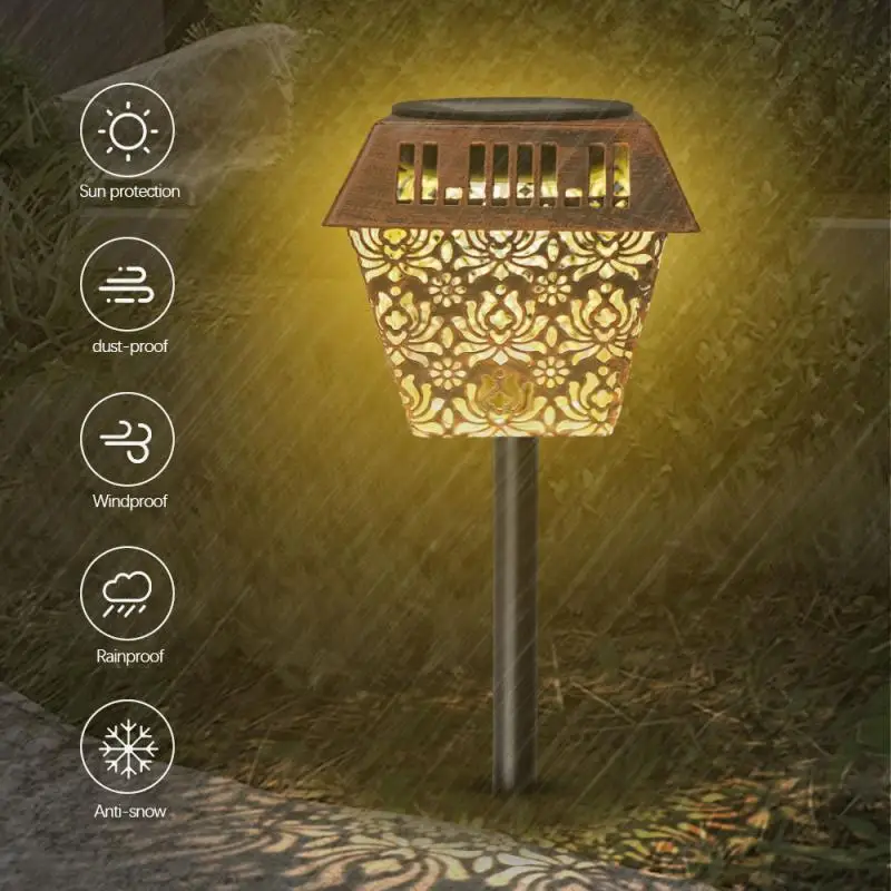 Arte do Ferro Decorativo à Prova de Chuva Iluminação ao ar Luz do Gramado Jardim Paisagem Solar Oco Plug Livre Acessórios Luz Led 6 High Quality Luzes e Iluminação