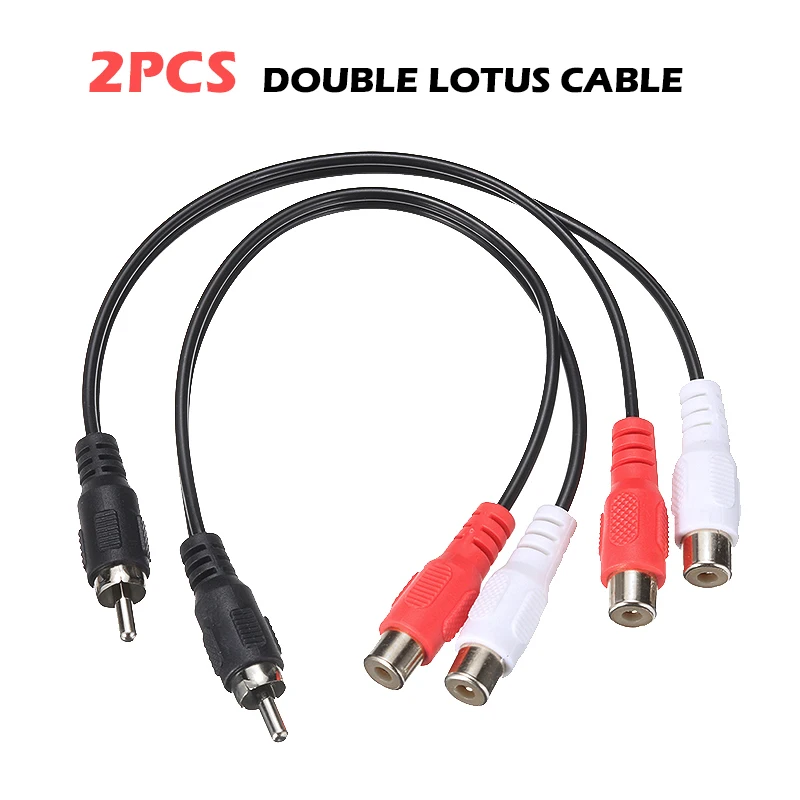 2pcs New Male to Female RCA Audio Speaker Adapter Y Splitter Cable Black Stereo Connection Cables Cord for TV DVD Laptop | Электроника