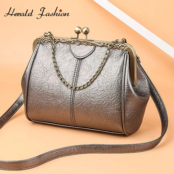 

Herald Fashion Women Retro Doctor Bag Fashion Large Capacity Messenger Bag Ladies Shoulder Bag Chain Leather Handbag Brand New