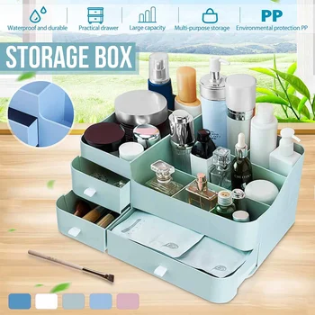 

Makeup Case Plastic 12L Make up Organizer Storage Boxes Cosmetics Container Holder for Table Toilet Bedroom Eco-friendly