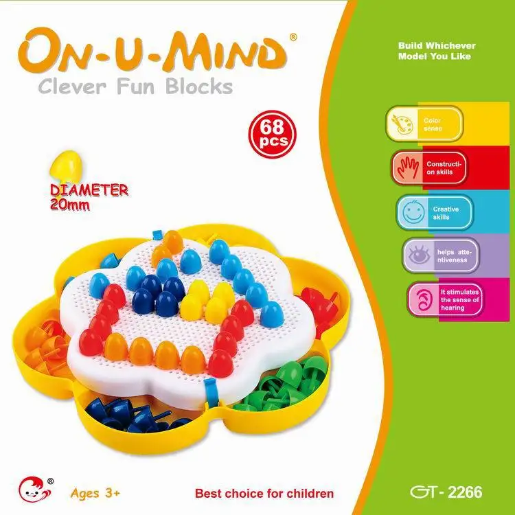 

Intelligence Building Blocks Toy Children'S Educational DIY Fun Toy Tabletop Game CHILDREN'S Toy Mushroom Checkerboard