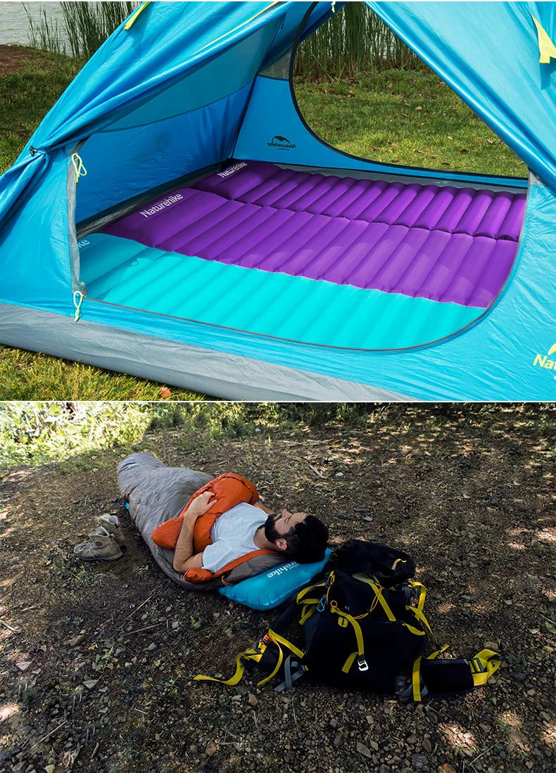 Cama de ar Acampamento com Travesseiro Tenda ao ar Naturehike Engrossar Esteira Leve Livre Dormir Almofada Colchão Inflável Nh18q001-d 7.5cm Mod. 1263860 14 livre dormir almofada colchão inflável NH18Q001-D