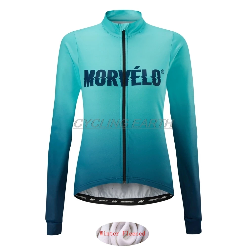 MORVELO команда Зима для женщин Велоспорт Джерси велосипед брюки набор Мужские Ropa Ciclismo термальная флисовая велосипедная Одежда для велоспорта - Цвет: fleece jersey