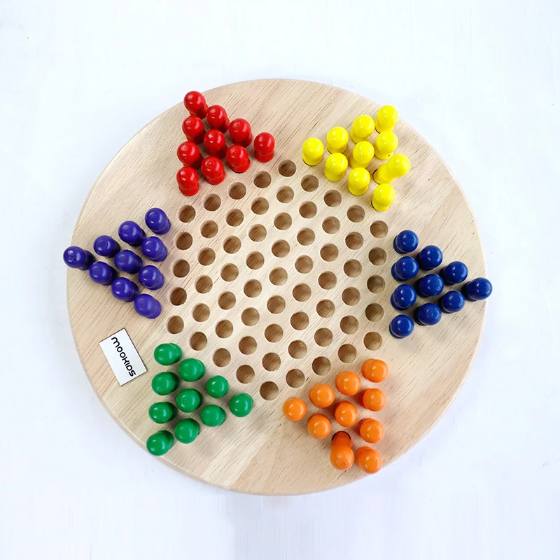

Wooden Checker Chess Game Educational Board Kid Classic Chinese Checkers Set Strategy Family Game Pieces Chess Game 0205