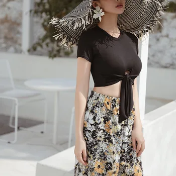 

Rash Guard Swimsuit Women Summer Swimming Suit Pool Bikinis 2019 New Bathing Sexy Divided Swimsuits With Skirt Three Piece