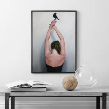 

Girl Bird Flower Abstract Wings Sexy Woman Wall Art Canvas Painting Nordic Posters And Prints Wall Picture For Living Room Decor