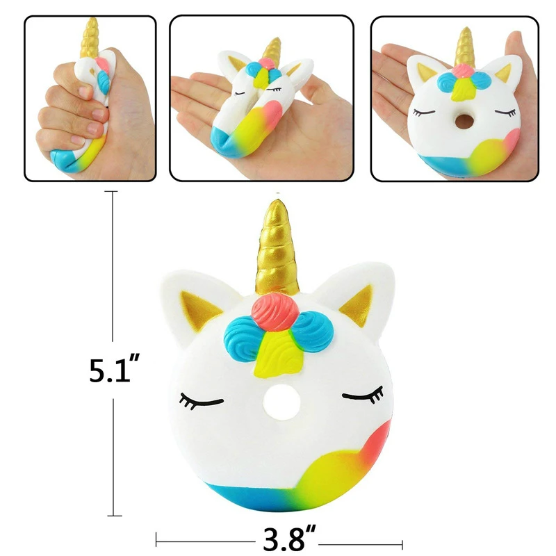 Новейшая игрушка Jumbo Squishy, мультяшный Единорог, Пончик, медленно поднимающийся отскок, забавные сквиши, антистрессовые игрушки для детей