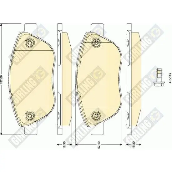 Колодки тормозные FIAT 500 09-/DOBLO 01- передние GIRLING 611750