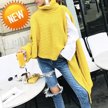 

Sewater Irregular Female Turtleneck Batwing Sleeve Asymmetrical Knitting Pullover Jumper 2020 Spring Korean WB519