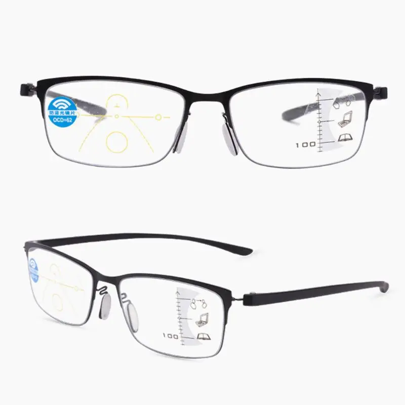EVUNHUO Анти Blue Ray автоматическое переключение между последовательного чтения очки мужские женские дальнозоркостью мультифокальной солнцезащитные очки из сплава