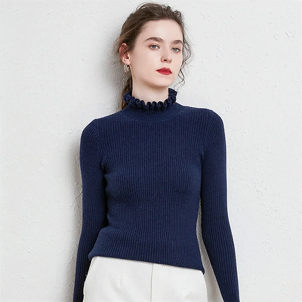 Half high collar cashmere sweater women 