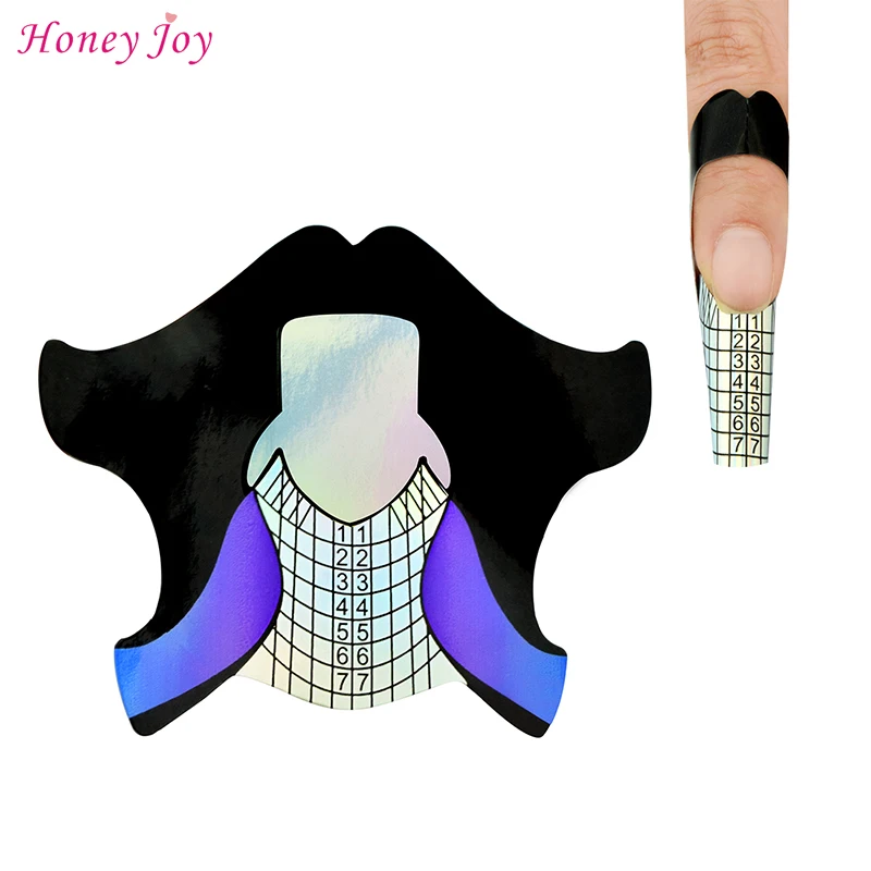 

100pcs Round Tips Design Nail Art Forms Sticker Hard Nail Forms Extension Guide Self-adhesive Tips for Acrylic UV Gel Nail Art