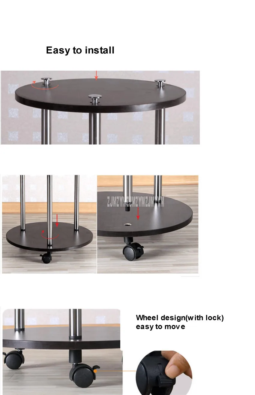 2 слоя креативный современный подвижный Круглый Чайный Столик с колесиком дизайн гостиной спальни угловой деревянный небольшой боковой Диванный низкий стол