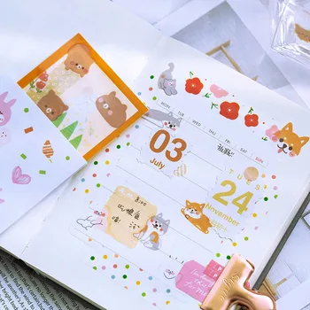 

60Pcs Cute Animals Stickers PET Adhesive Sticker Kawaii Cartoon Cat Dogs Bears Decor Stationery Stickers For Kid Diary Supplies