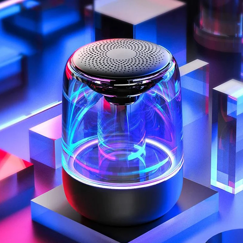 C7 прозрачная Хрустальная Колонка Bluetooth светодиодный красочный атмосферный светильник Hi-Fi стерео Bluetooth динамик TWS с микрофоном
