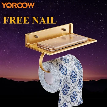 

Toilet Paper Towel Rack Kitchen Free Nail Golden Stainless Steel Holder Wc Roll Brush With Design Bathroom GMB000A 4