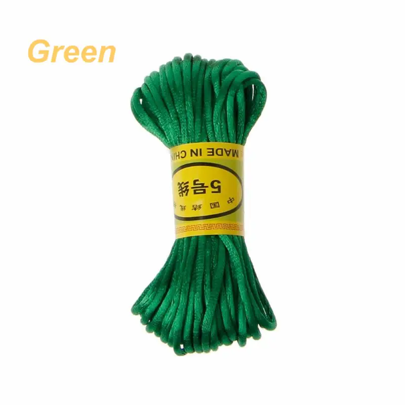 Green 10 м мягкий сатиновый нейлоновый многоцветной шнур сплошной канат для изготовления ювелирных изделий бисер хлопковый шнур для ребенка 2,5 мм DIY Ожерелье Подвеска DXAD - Цвет: Green