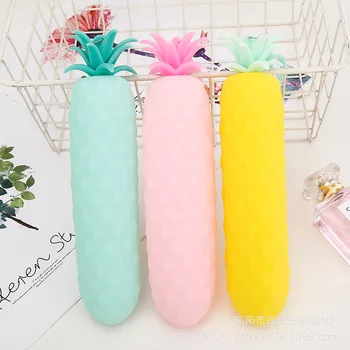 

1Pcs Cartoon Colorful Fruit Pineapple Silicone Pencil Case Gift Large Capacity Zipper Pencil Box Pencil Bags Korean Stationery