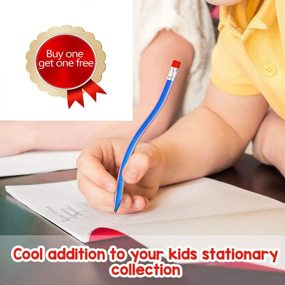 

1PC Stationery Color Striped Soft Pencil Cute Curved Pen Creative Toy Pen Small Gift Colour Striped Pencil Buy One Get One Free