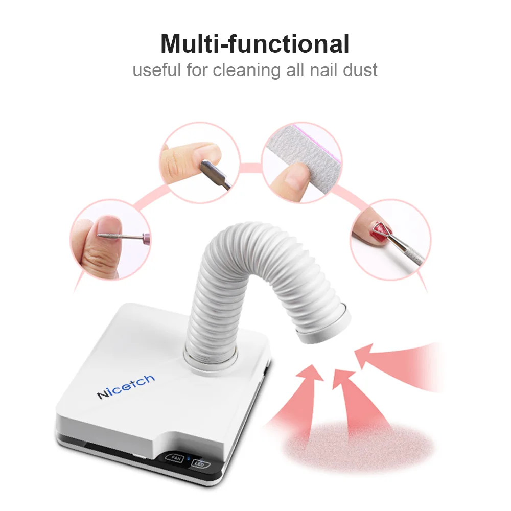 

60/80W Nail Art Suction Dust Collector Machine UV Gel Polish Tip Dust Collector Nail Salon Tool Vacuum Cleaner Manicure Machine