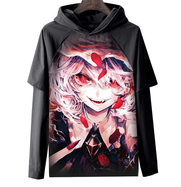 Модная Мужская Женская толстовка с 3D принтом аниме проект TouHou с капюшоном унисекс