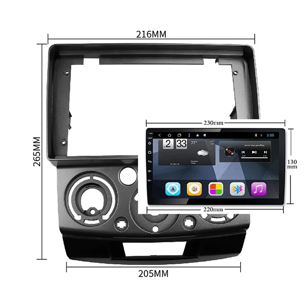 9 inch Двойной Din радио фасции Для Mazda BT-50 двойной Din фасции приборной панели Установка отделка комплект рамки CD DVD стерео панель рамка - Название цвета: 9 inch