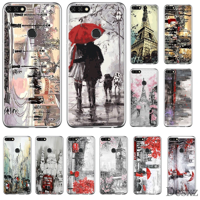 

Phone Case For Huawei P30 P20 P10 P8 P9 Lite Pro Huawei P Smart Z Plus Cover London Paris New York Lover Autumn Maple