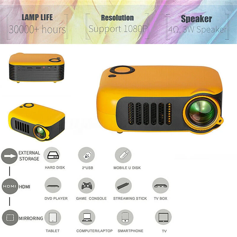 

HOT Mini Portable Pocket Projector HD 1080P LCD Movie Video Home Theater HDMI USB BUS66