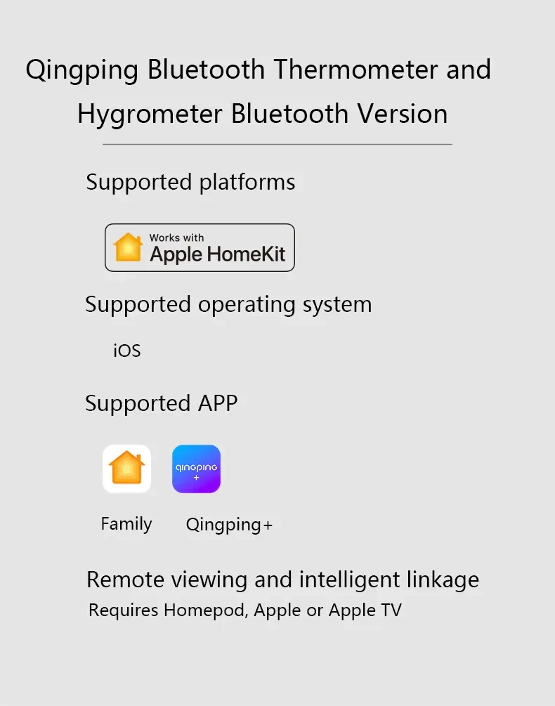 Cleargrass Qingping Bluetooth-compatible Thermometer H Version Hygrometer Temperature Humidity Sensor Support Apple HomeKit Siri