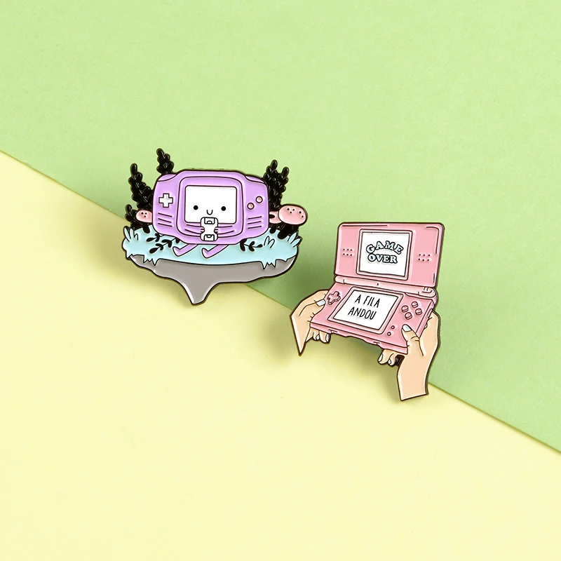 Значки для Game Boy Мультяшные яркие эмалированные значки GAME OVER забавные броши сумок