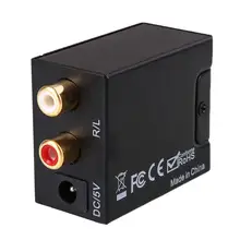 Cewaal Цифровой оптический коаксиальный аналоговый L/R RCA аудио конвертер адаптер+ USB линия питания+ волоконный кабель