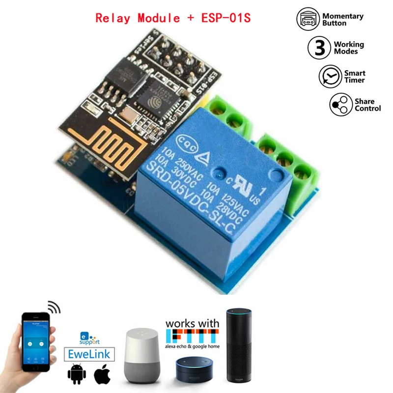 

ESP8266 ESP-01S WiFi Relay Module Thing Smart Home Smart Socket Remote Control Switch for Arduino Phone APP Wireless WIFI Module